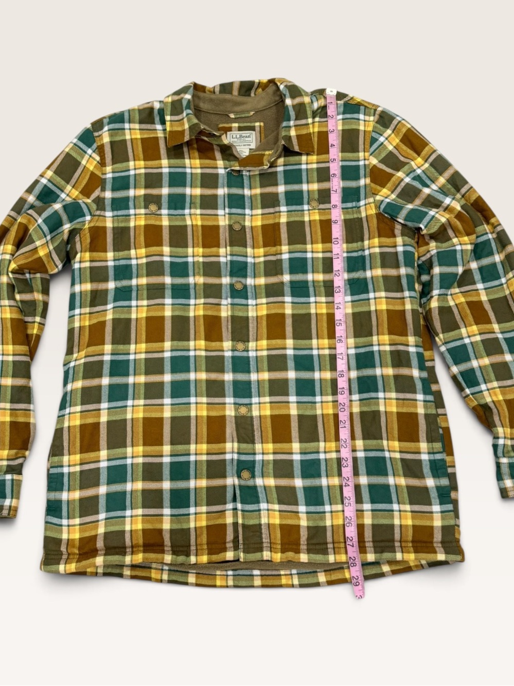 LL Bean Men's Medium Fleece Lined Flannel Shirt Traditional Fit Allspice NWT - Picture 9 of 14